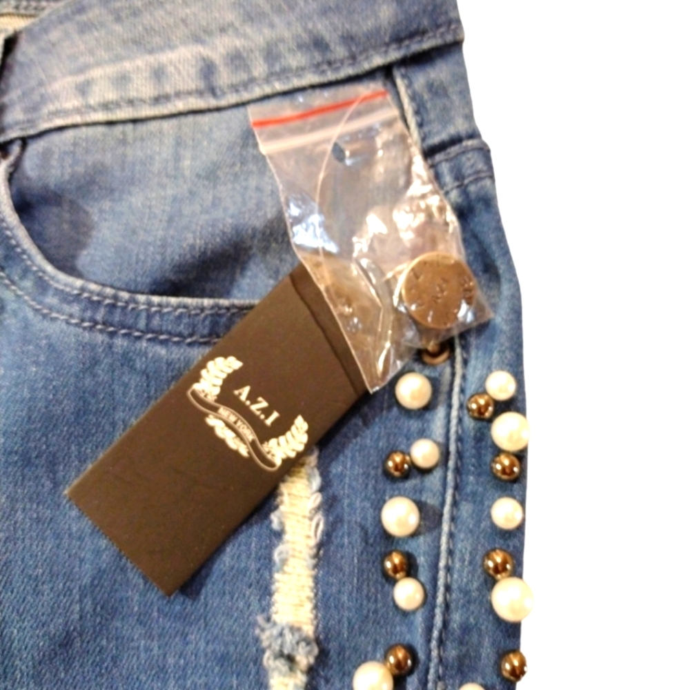 A.Z.I. Pearl Embellished Jeans NWT